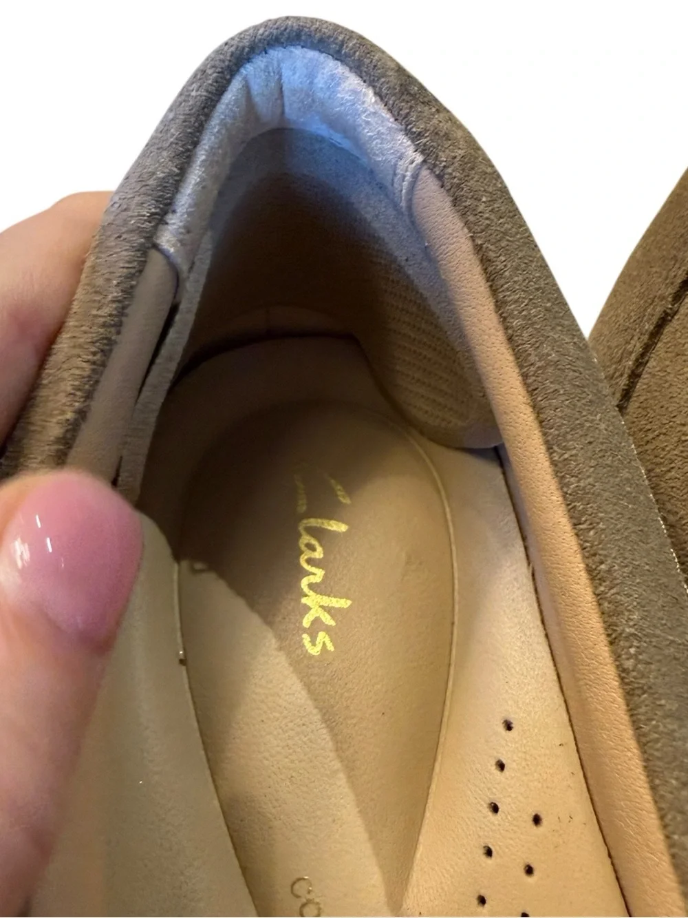 Clark’s Taupe Suede Women's Size 6 Lug Sole Loafers with Metal Bit